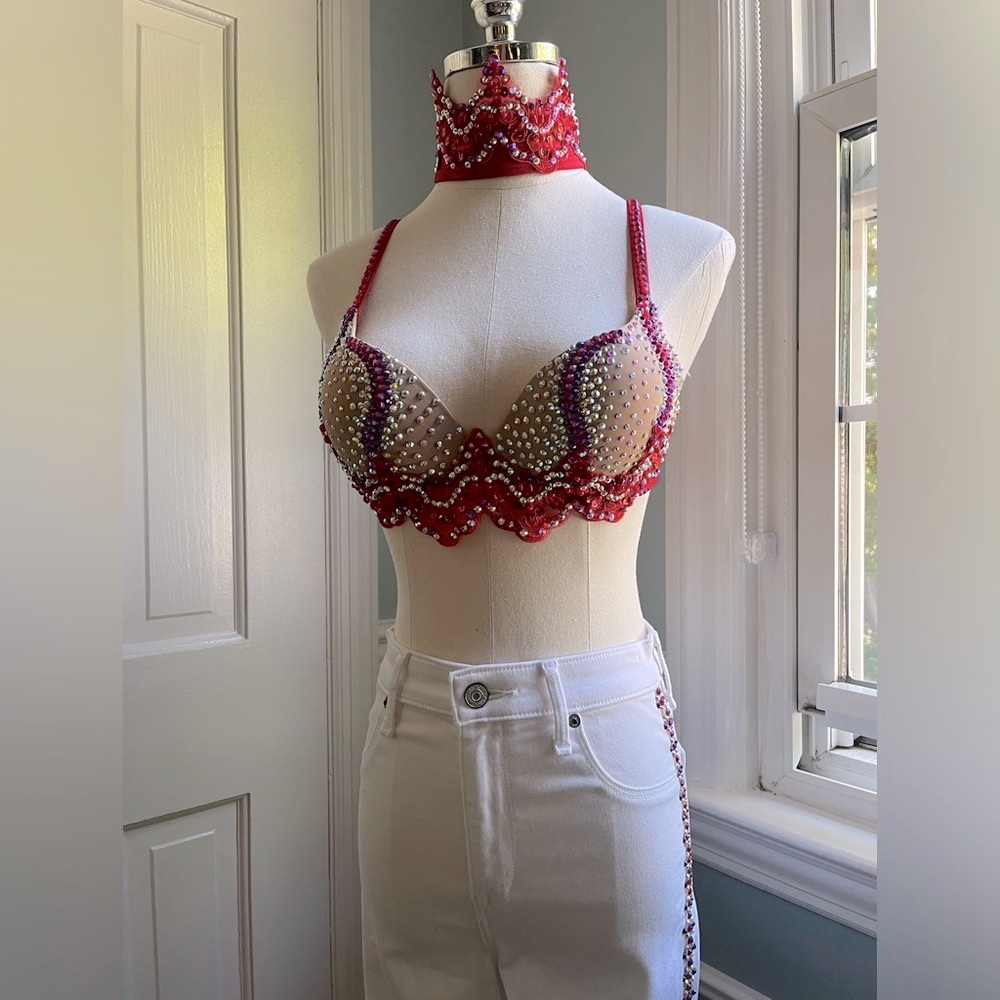 Costume - Custom Tap Dance - EXTREMELY RARE - NEVER WORN - 32B Bra / Sz 2 Jeans - Picture 4 of 14